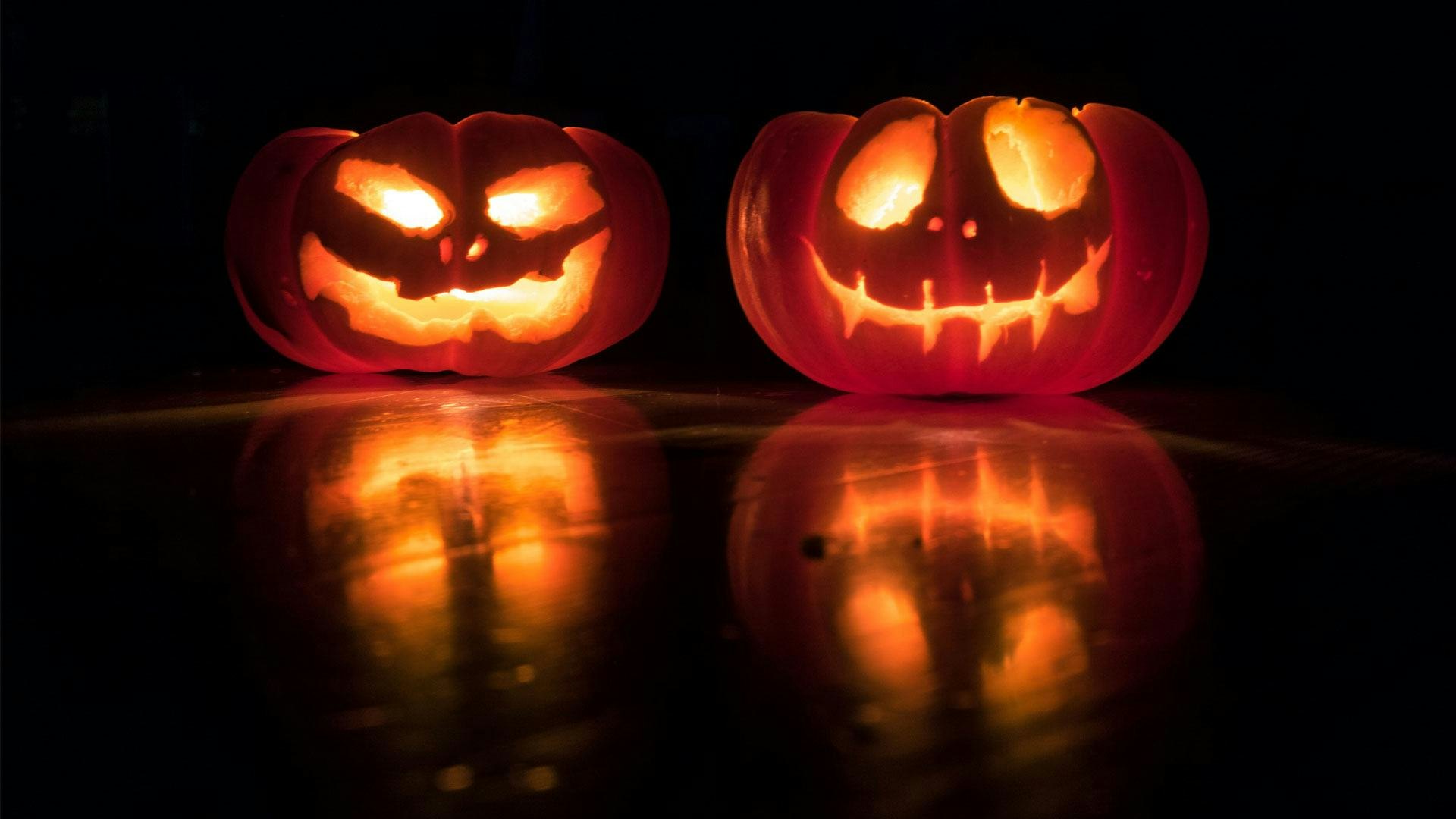 Two Carved Pumpkins